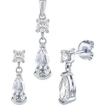 Oblíbená stříbrná souprava s kameny-Zirkon čirý JJJG0023-Zirkon čirý