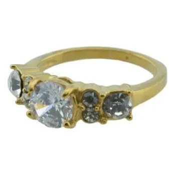 Prsten Doria Prsten z oceli zlatý s kamínky M128 Velikosť: 51 / 52