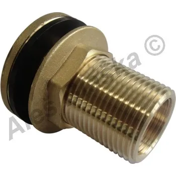 Fitinka Průchodka k nádrži mosazná s těsněním (připojení, přechodka, přípojka pro nádrže-nádrž) - 3/4"x1/2" A006