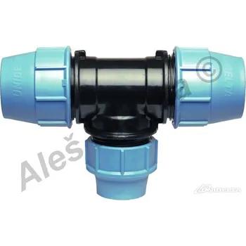 Instalatérský materiál UNIDELTA S.p.A. - Itálie | PE (PP-S) spojka T-kus redukovaný na polyetylénové trubky (polyš) (svěrný plastový) - 63x40x63 UNI1013