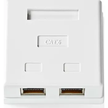Počítačové příslušenství Nedis Síťový nástěnný box | Na zeď | 2 Ports | CAT7 | Přímý | Pozlacené | PVC | Bílá | Plastový Sáček