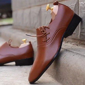 Pánské polobotky Pánské elegantní polobotky s bočním šněrováním MaFen Barva: Hnědá, Velikost: 42