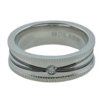 Prsten Doria Prsten z oceli stříbrný s kamínkem M102 Velikosť: 62