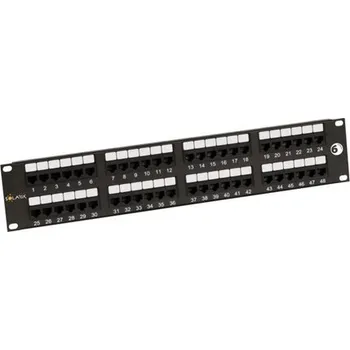 Stolní počítač 19" patch panel Solarix 48 x RJ45 CAT6 UTP 350 MHz černý 2U SX48-6-UTP-BK, 24200048