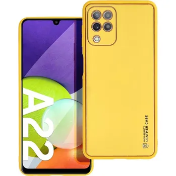 Náhradní kryt pro mobilní telefon Kryt Forcell LEATHER Case Samsung Galaxy A22 4G žluté