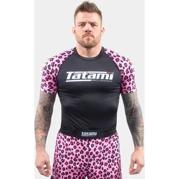 Pánské tričko Tatami fightwear Rashguard - funkční triko Tatami Recharge - krátký rukáv - Pink Leopard Velikost: S