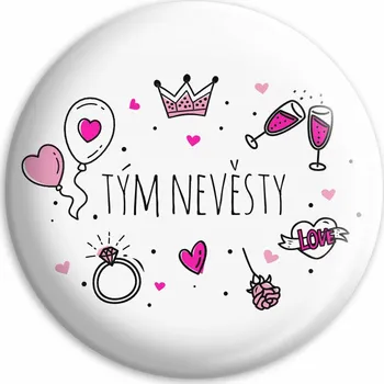 Svatební placka Tým nevěsty - Růžové ikonky