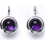 Zlaté náušnice, bílé/žluté zlato, přírodní kámen Ametyst 6 mm , NK 1471