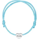 Doria Náramek se jménem / textem na modré šňůrce se stříbrným srdcem E255