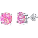 Stříbrné puzetové náušnice s růžovým opálem