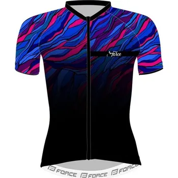 Cyklistické oblečení Force dres LIFE LADY (černá/modrá/růžová)