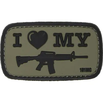 Nášivka 101 INC PVC 3D nášivka "I Love my M4" - Olive Drab