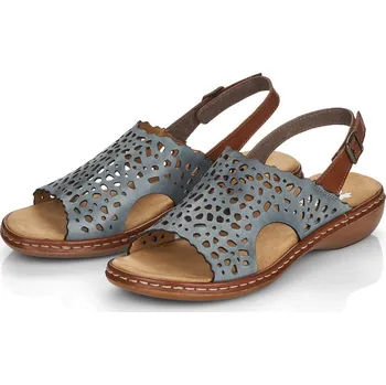 Dámské sandále Dámské kožené sandálky 65966-12 Rieker modrá Barva: blau, Velikost: 37