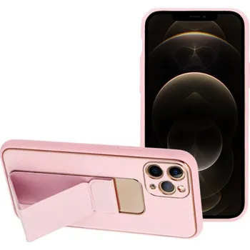 Náhradní kryt pro mobilní telefon Kryt Forcell Leather Case Kickstand iPhone 12 Pro Max růžový