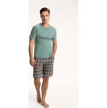 Pánské pyžamo Luna pyžamo pánské 722 - zelená, 3XL (Pánské bavlněné pyžamo Luna)