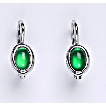 Náušnice Zlaté náušnice, bílé i žluté zlato, přírodní Green agate 6x4 mm , NK 1353 (green agate 6x4 mm)