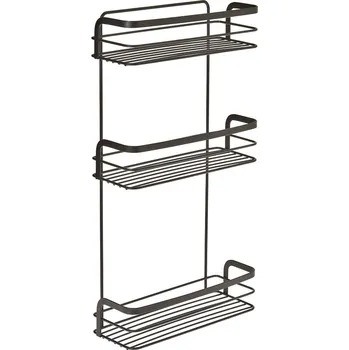 Sada koupelnových doplňků Černá třípatrová koupelnová police Metaltex Origin ID_1436597