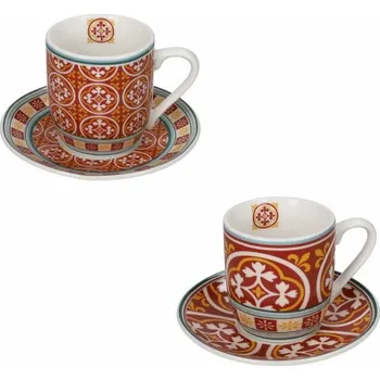 Sada 2 šálků s podšálky na espresso 100 ml LE CEMENTINE ROSONE BRANDANI (barva - červená)