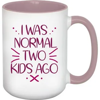 Hrnek velký barevný s potiskem I was normal two kids ago