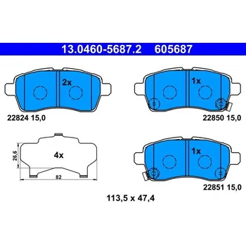 Brzdová destička Sada brzdových destiček, kotoučová brzda ATE 13.0460-5687.2