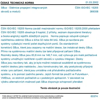 ČSN ISO/IEC 15205 - SBus - Sběrnice propojení integrovaných obvodů a modulů - Tisk