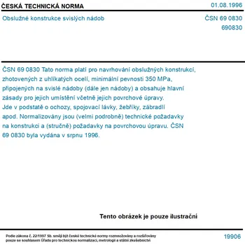 ČSN 69 0830 - Obslužné konstrukce svislých nádob - Tisk
