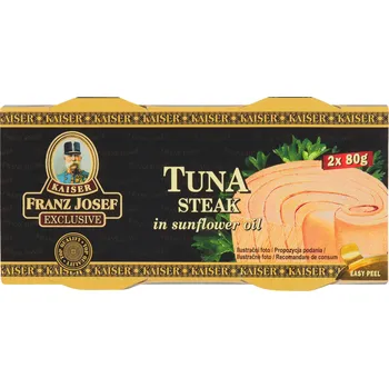 konzervovaná ryba Franz Josef Kaiser Tuňák steak ve slunečnicovém oleji 2x 80 g