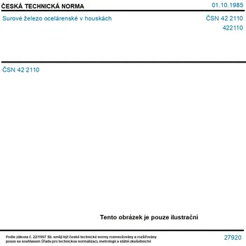 ČSN 42 2110 - Surové železo ocelárenské v houskách - Tisk