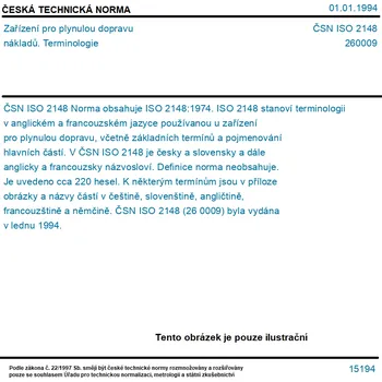 ČSN ISO 2148 - Zařízení pro plynulou dopravu nákladů. Terminologie - Tisk