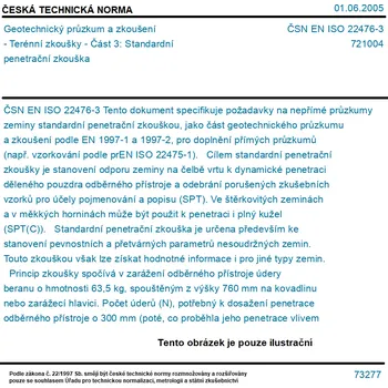 ČSN EN ISO 22476-3 - Geotechnický průzkum a zkoušení - Terénní zkoušky - Část 3: Standardní penetrační zkouška - Tisk