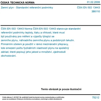 ČSN EN ISO 13443 - Zemní plyn - Standardní referenční podmínky - Tisk