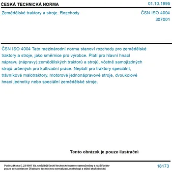 ČSN ISO 4004 - Zemědělské traktory a stroje. Rozchody - Tisk