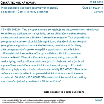 ČSN EN 50324-1 - Piezoelektrické vlastnosti keramických materiálů a součástek - Část 1: Termíny a definice - Tisk