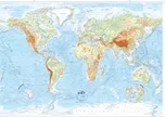 Svět: Nástěnná mapa reliéfy a povrch…