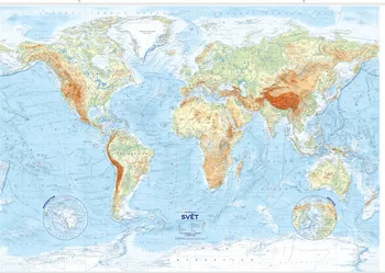 Svět: Nástěnná mapa reliéfy a povrch 1:21 000 000 - Kartografie PRAHA (2022)