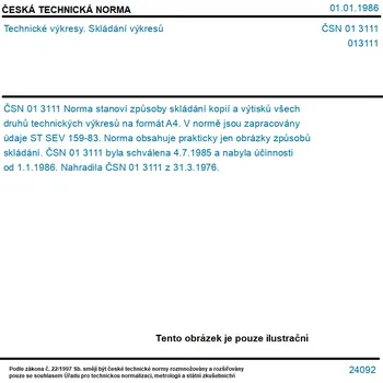 ČSN 01 3111 - Technické výkresy. Skládání výkresů - Tisk