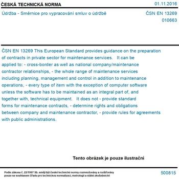ČSN EN 13269 - Údržba - Směrnice pro vypracování smluv o údržbě - Tisk