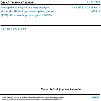 ČSN ETS 300 818 ed. 1 - Širokopásmová digitální síť integrovaných služeb (B-ISDN) - Asynchronní způsob přenosu (ATM) - Provozuschopnost spojení v B-ISDN - Tisk