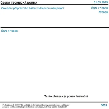 ČSN 77 0638 - Zkoušení přepravního balení vidlicovou manipulací - Tisk