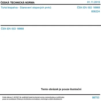 ČSN EN ISO 16968 - Tuhá biopaliva - Stanovení stopových prvků - Tisk