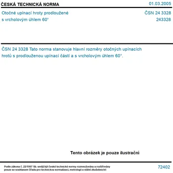 Příslušenstí k soustruhu ČSN 24 3328 - Otočné upínací hroty prodloužené s vrcholovým úhlem 60° - Tisk