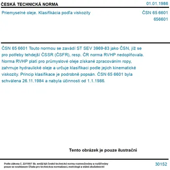 ČSN 65 6601 - Priemyselné oleje. Klasifikácia podľa viskozity - Tisk