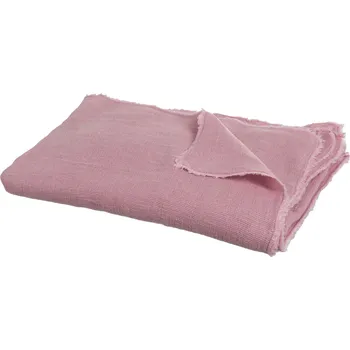 Přehoz na lůžko Růžový opraný lněný pléd s třasňovitým volánkem Romantic - 150*200 cm