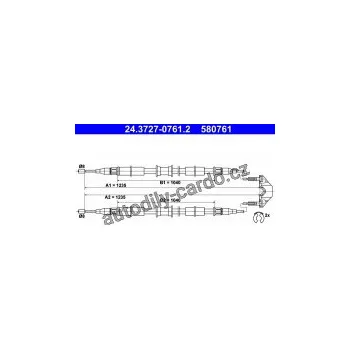 Brzdová hadice Lanko ruční brzdy ATE 24.3727-0761 (AT 580761)