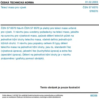 ČSN 57 6570 - Telecí maso pro výsek - Tisk