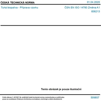 ČSN EN ISO 14780 Změna A1 - Tuhá biopaliva - Příprava vzorku - Tisk