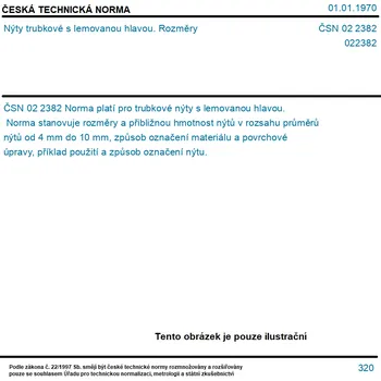 ČSN 02 2382 - Nýty trubkové s lemovanou hlavou. Rozměry - Tisk