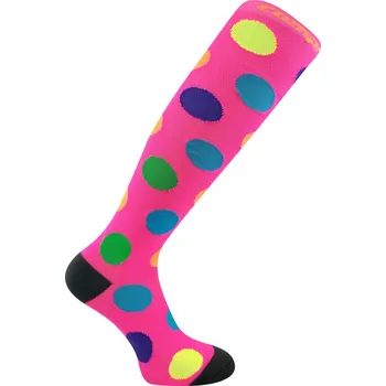 Pánské ponožky X-POOL puntíkované kompresní podkolenky COMPRESSOX 43-46 růžová