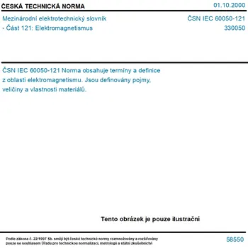 ČSN IEC 60050-121 - Mezinárodní elektrotechnický slovník - Část 121: Elektromagnetismus - Tisk
