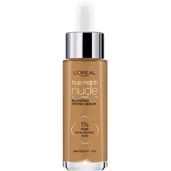 L'Oréal True Match Nude Plumping Tinted Serum sérum pro sjednocení barevného tónu pleti 30 ml, 5-6 Medium Tan